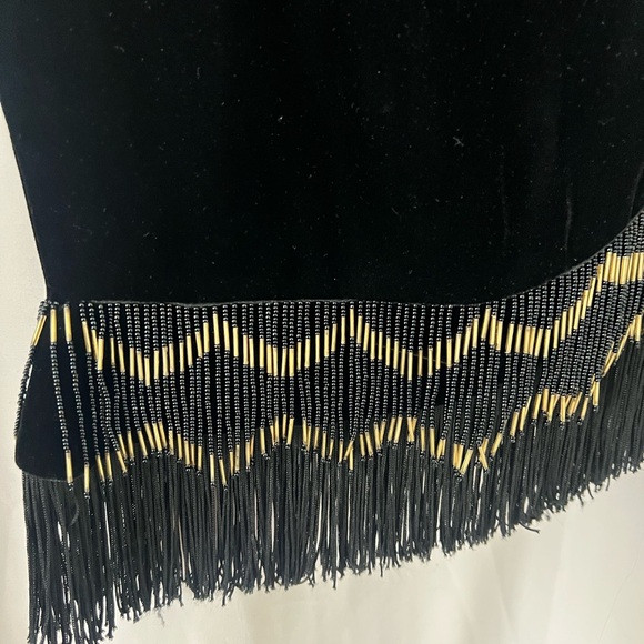 Vintage Frissons Paris velvet fringe & beaded Black Women's Skirt - Picture 8 of 10